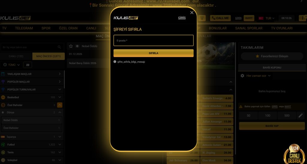 kulisbet şifremi unuttum